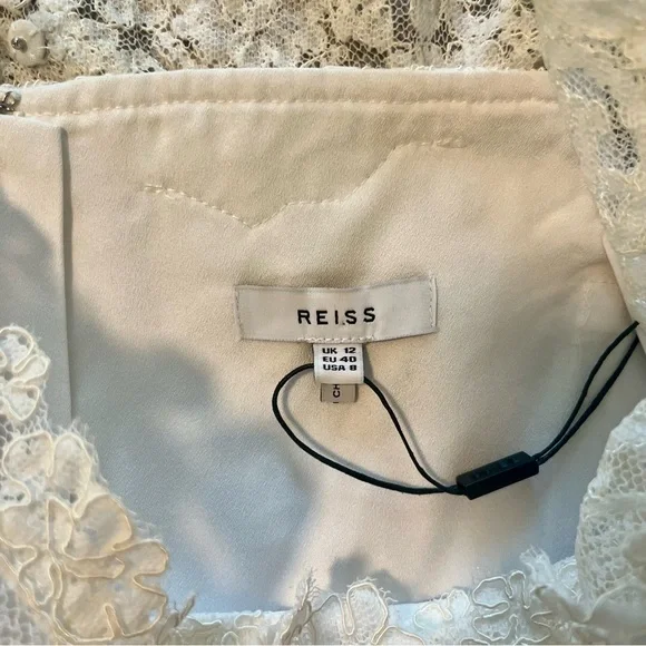Reiss Evora Bardot Lace Off Shoulder Crop Top White NWT Size 8 Bridal - Picture 8 of 11